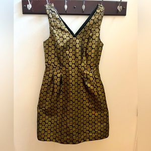 J Crew Gold Glitter Polka Dotted Dress, Size 10